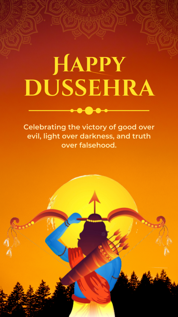 Red and Orange Happy Dussehra Wish Animated Instagram Story